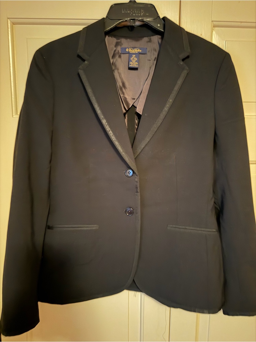 Brooks Brothers Black Women's Notch Lapel Blazer with Satin Trim